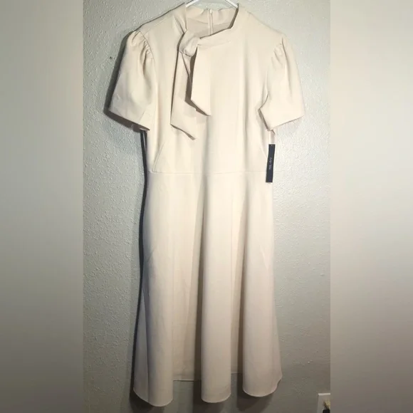 ivy blu | Dresses | Ivy Blu New With Tags Cream Neutral Flare Vintage Retro  Stylesize 4 Neck Tie | Poshmark
